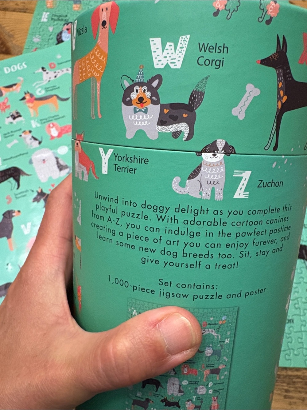 A-Z of Dogs Kids Puzzle - Green Illustrated Dog Alphabet - Picture 6 of 6